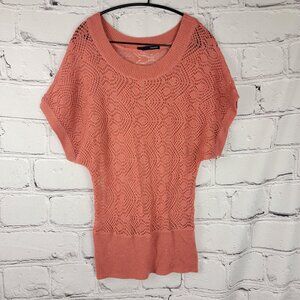 Maurices Womens L Coral Short Dolman Sleeve Shirt Open Knit See Through Casual‎